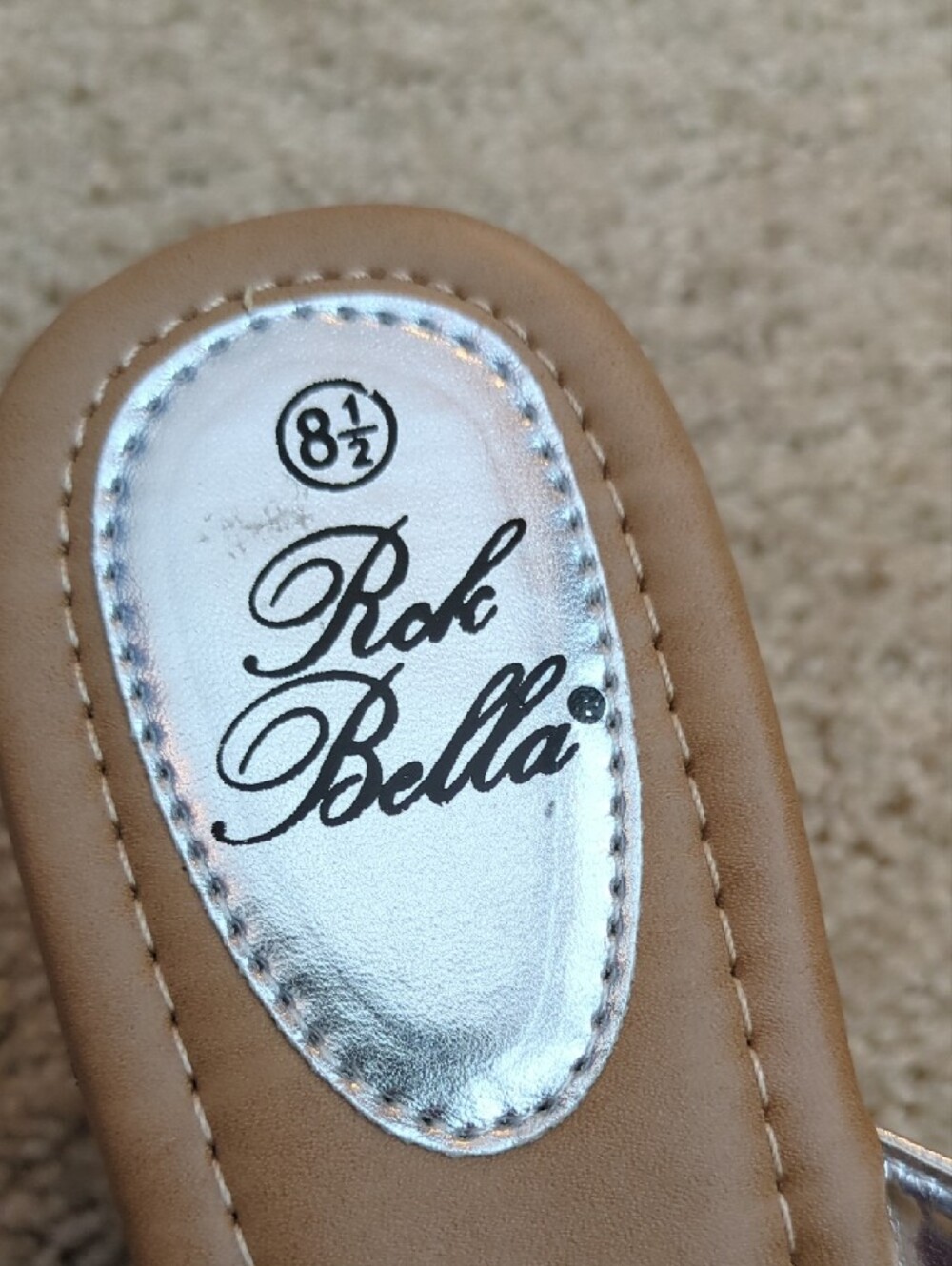 NWOB Silver Rhinestone Wedge Flip-Flops - Picture 2 of 7
